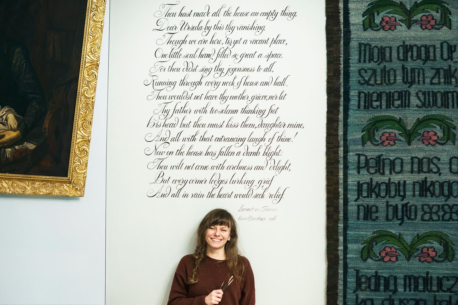 Kaligrafia naścienna w Muzeum Jana Kochanowskiego w Czarnolesie